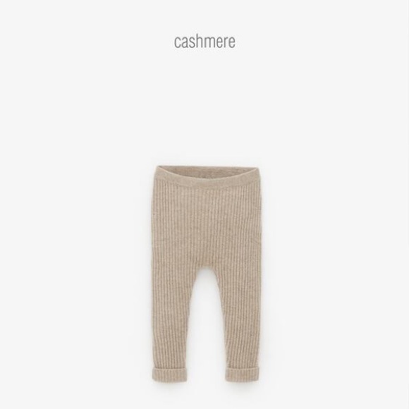 Zara cashmere knit leggings tan 12/18m NWOT - Picture 1 of 5